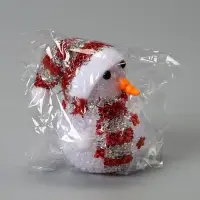 Ёлочная игрушка &laquo;Красный снеговичок&raquo;, 8 см, 1 LED, от батареек AG13&times;3, свечение мульти (RGB)