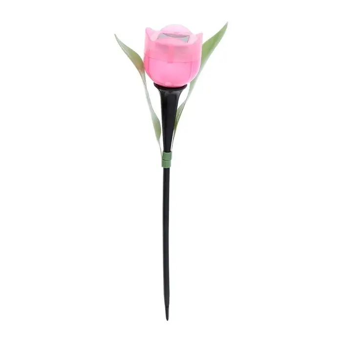 Садовый светильник &laquo;Тюльпан розовый&raquo;, уличный, на солнечной батарее, 5&times;29&times;5 см, 1 LED, свечение белое