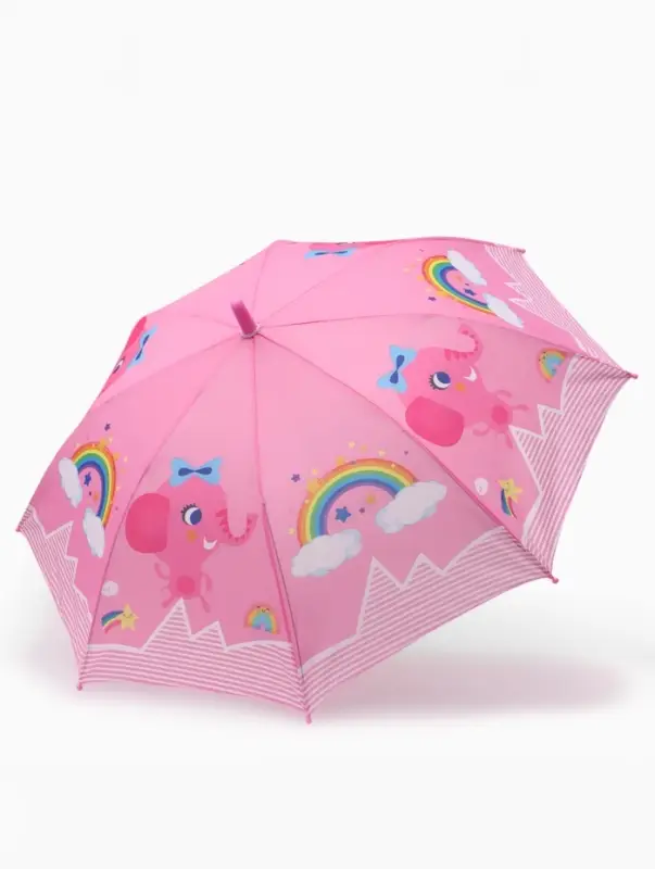 Зонт - трость детский &laquo;Слоник&raquo;, полуавтоматический, R=43/50 см, розовый