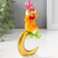 Сувенир полистоун "Клоун в наушниках на золотом месяце" яркий разноцветный 16,5 см