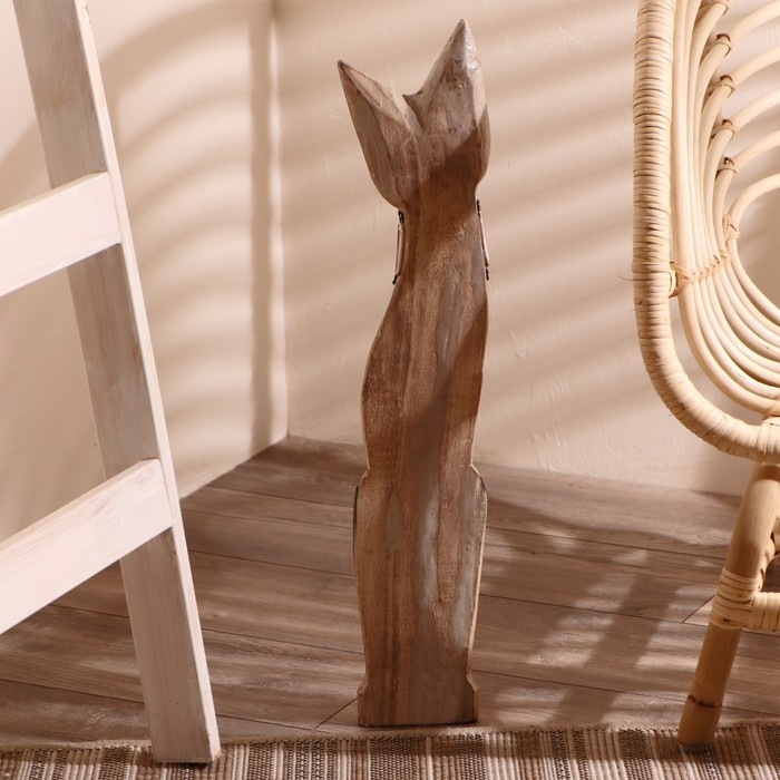 Сувенир дерево Сувенир дерево "Серая кошка в ошейнике из мозаики и с черепахой" 60х12х6 см