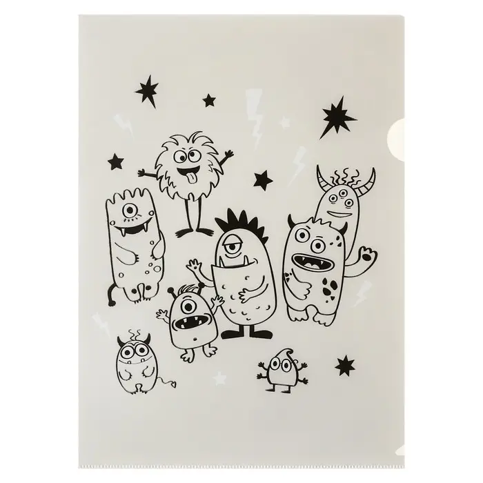 Набор папок-уголков А4, 180 мкм, Calligrata &laquo;Монстрики&raquo;, полупрозрачные, 6 штук, с принтом, микс