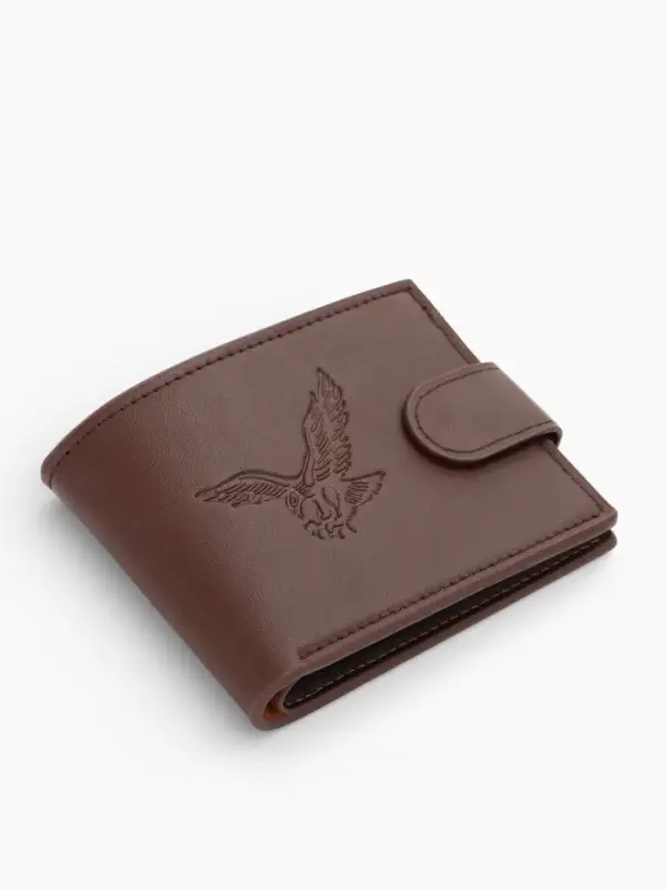 Портмоне мужское &laquo;Орёл&raquo;, на кнопке, два отделения, коричневое