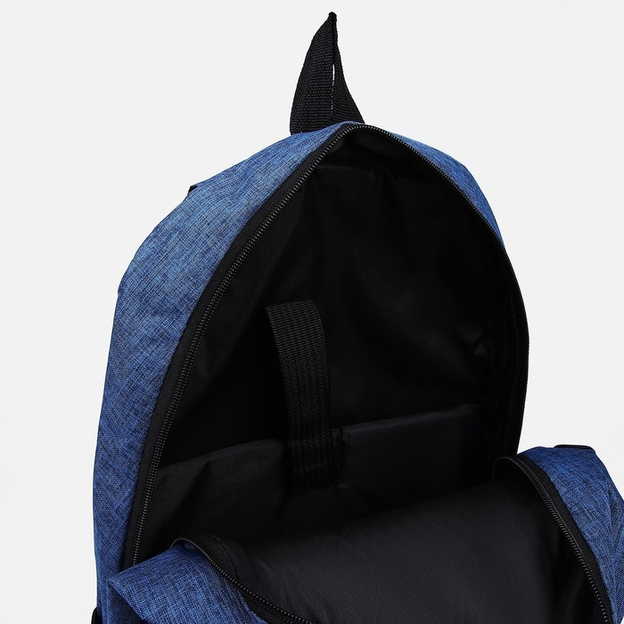 Набор рюкзак школьный на молнии из текстиля с USB, сумка, косметичка, цвет синий Набор рюкзак школьный на молнии из текстиля с USB, сумка, косметичка, цвет синий