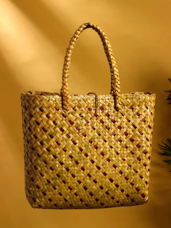 Сумка плетёная из пандана и водного гиацинта 38х14х40 см