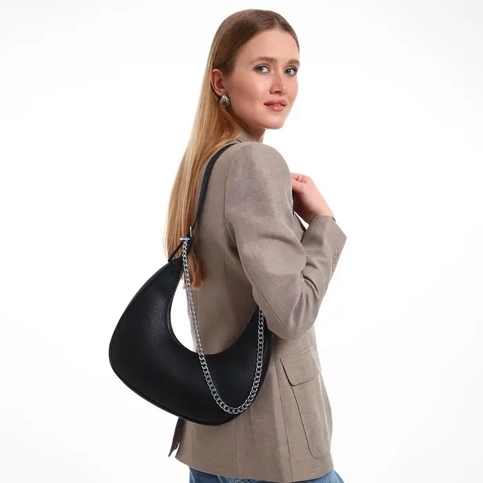 Сумка женская багет TEXTURA на молнии, 28&times;7&times;26 см, чёрная