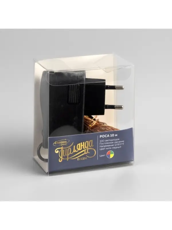 Гирлянда &laquo;Нить&raquo; 10 м, роса, IP20, медная нить, 100 LED, свечение мульти, 12 В