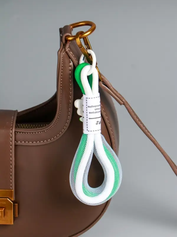 Брелок на карабине Брелок на карабине "Цветок. Шнур-сетка" двойной шнур 0,7 см бело-зелёный 14,5х2х1,7 см