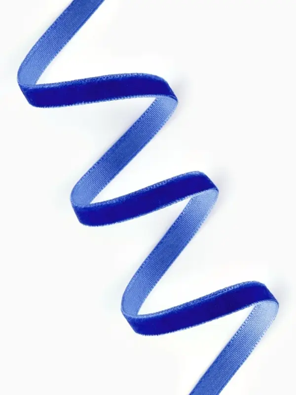 Лента бархатная, 6 мм, 18&plusmn;1 м, синяя №47