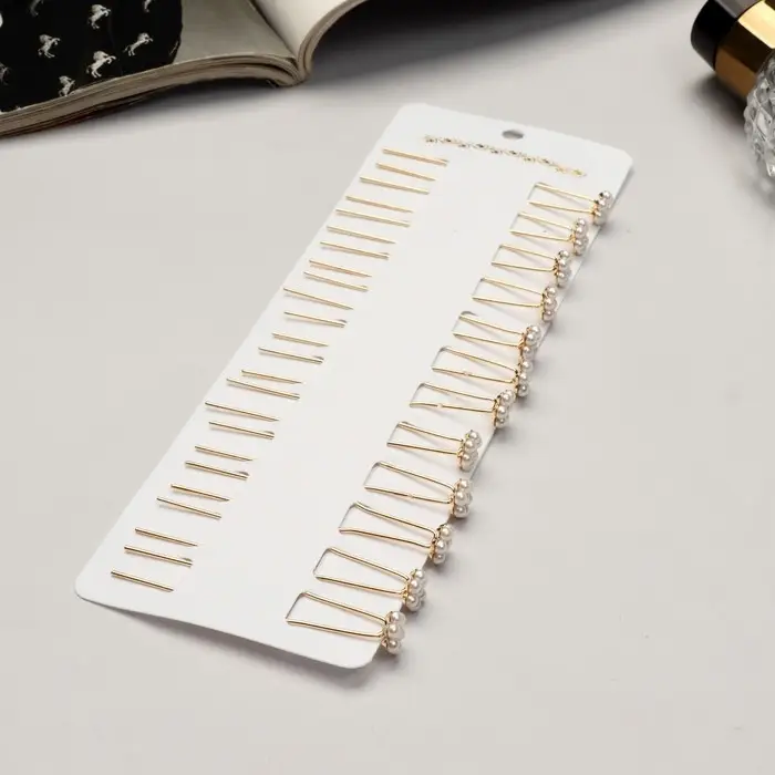 Шпилька для волос "Цветочек" жемчужинки, 6,5 см