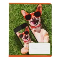 Комплект тетрадей из 10 штук, 12 листов в косую линию Calligrata "СелфиDOG", обложка мелованная бумага, ВД-лак, блок №2, белизна 75% (серые листы), 5 видов по 2 штуки