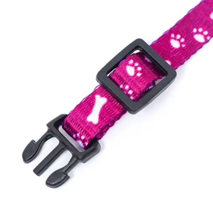 Ошейник Ошейник "Лапки-кости" с бубенчиком, капрон, 30 х 1 см, фиолетовый