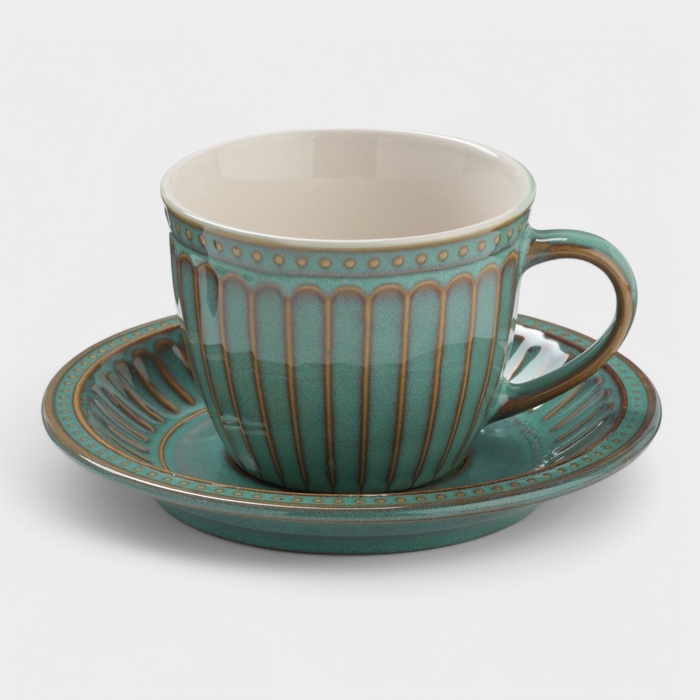 Чайная пара Доляна  Чайная пара Доляна "Винтаж" 250 мл блюдце 15х2 см, кружка 11,5х9х7 см, цвет синий