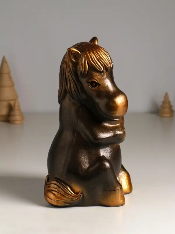 Копилка "Лошадь с сердцем" 23 см, бронзовый