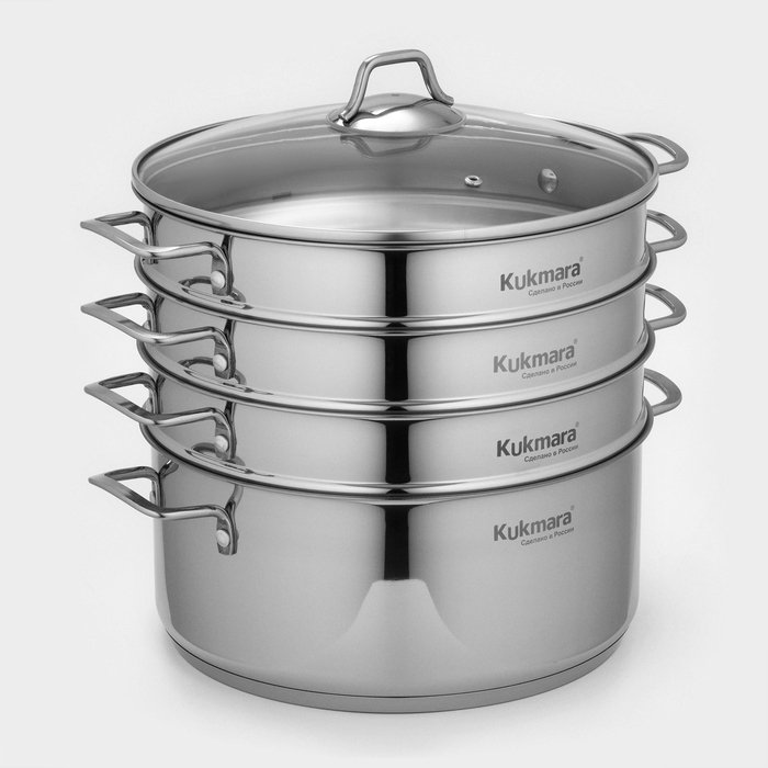 Мантоварка 3в1, 7 л, d=28 см, 3 секции, стеклянная крышка, капсульное дно, индукция