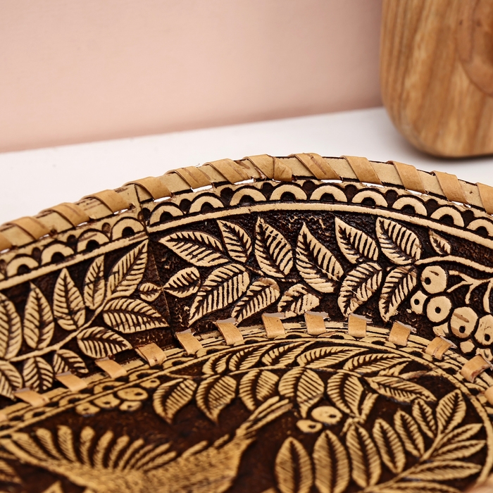 Тарелка овальная "Птички", 25х14х4 см, береста