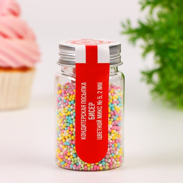Кондитерская посыпка "Бисер разноцветный", 2 мм, 50 г