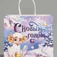 Пакет крафтовый подарочный &laquo;С Новым годом&raquo;, 25&times;22&times;12 см