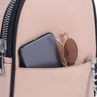 Рюкзак-мини женский на молнии, с карманом, размер 21&times;12&times;27 см, бежевый