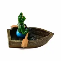 Садовая фигура из полистоуна &laquo;Лягушка в лодке&raquo;, 14&times;13&times;9.5 см, плавающая