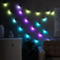 Умная гирлянда &laquo;Нить&raquo; 6 м с насадками &laquo;Звёздочки&raquo;, IP20, тёмная нить, 20 LED, свечение RGB, USB