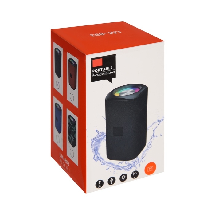 Портативная колонка Luazon LZZ-60, 5 Вт, 500 мАч, подсветка, micro SD, чёрная Портативная колонка Luazon LZZ-60, 5 Вт, 500 мАч, подсветка, micro SD, чёрная