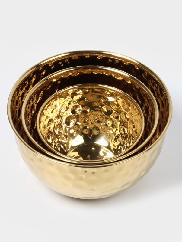 Набор мисок-салатников из нержавеющей стали 16/20/24 см, цвет золотой Набор мисок-салатников из нержавеющей стали 16/20/24 см, цвет золотой