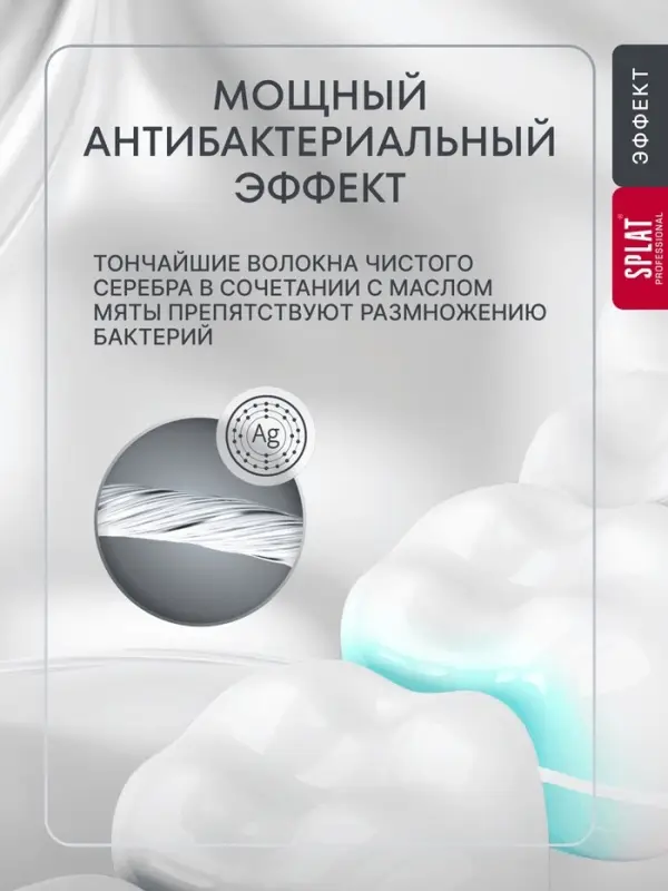 Зубная нить Splat Dental Floss, с волокнами серебра и мятой, 30 м