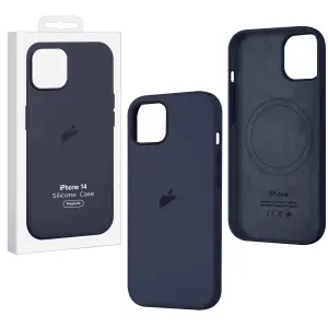 Чехол для iPhone 14 Silicone Case 100% ORG Midnight (MagSafe + анимация NFC Clear) c LOGO