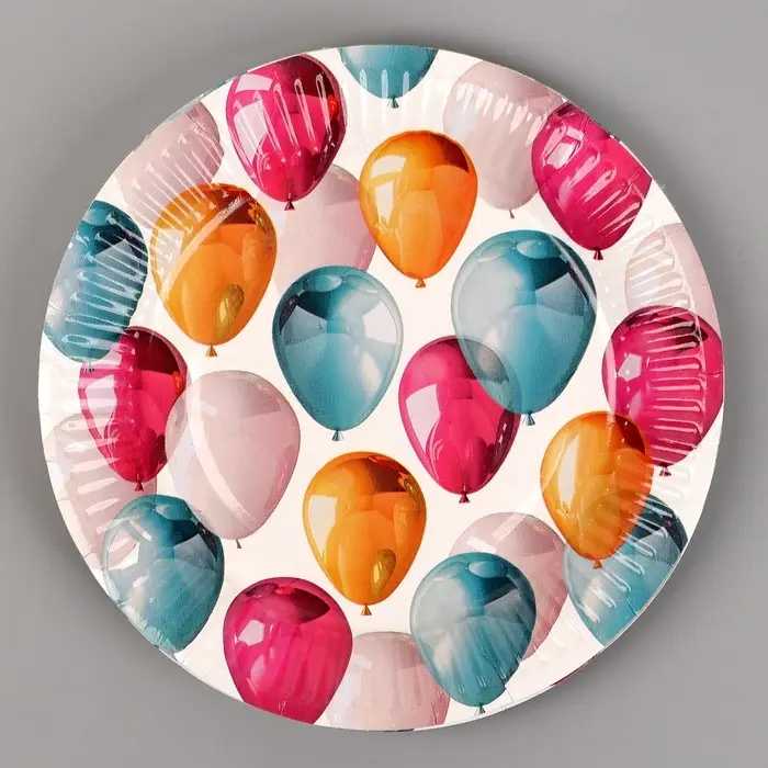Тарелка одноразовая бумажная «Шары», 18 см Тарелка одноразовая бумажная «Шары», 18 см