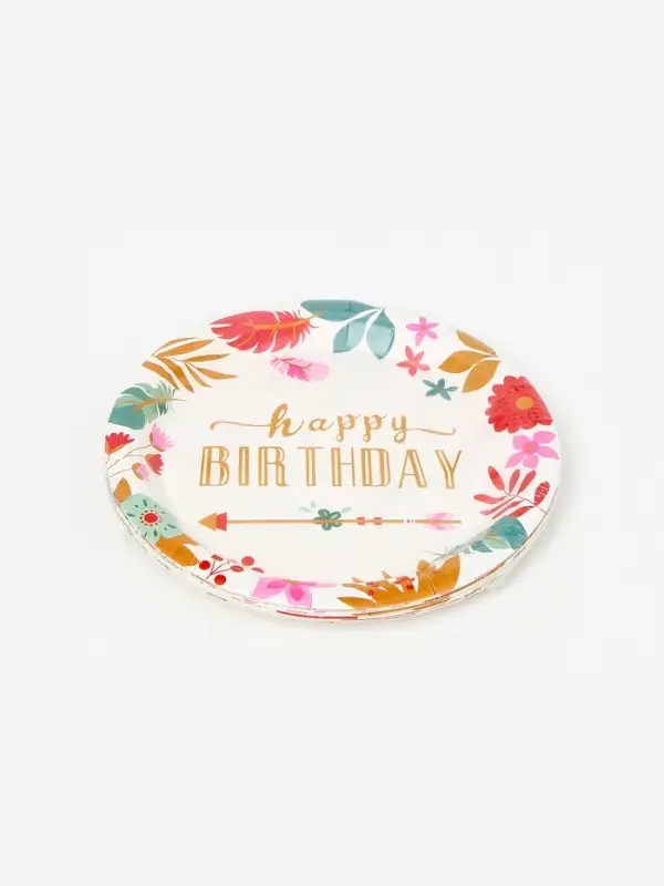 Тарелки одноразовые бумажные Happy birthday, 10 шт.