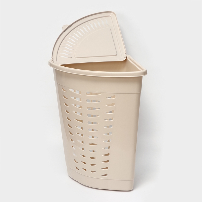Корзина для белья угловая с крышкой, 45 л, 37×50×56 см, цвет слоновая кость Корзина для белья угловая с крышкой, 45 л, 37×50×56 см, цвет слоновая кость
