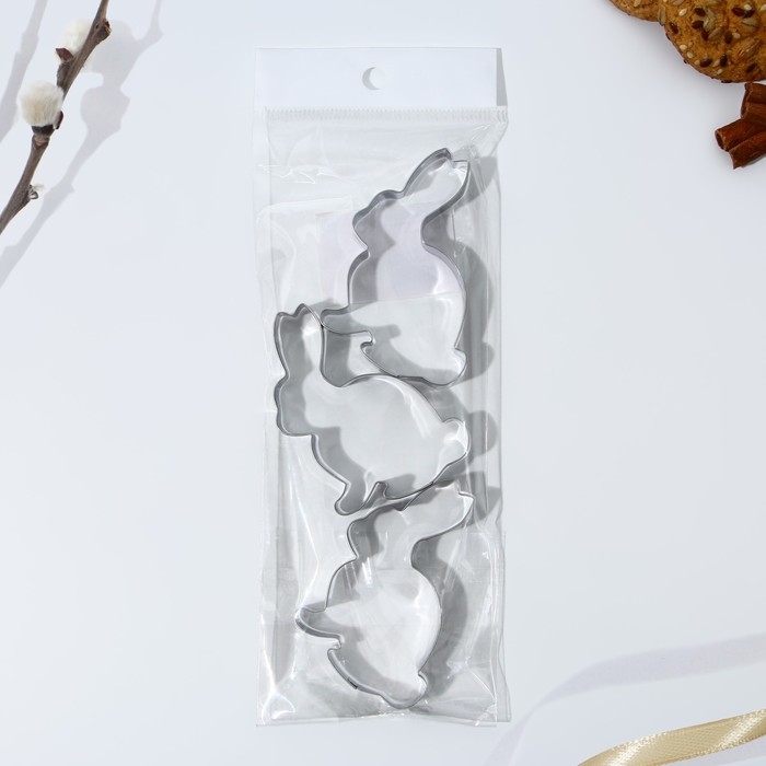 Набор форм для вырезания печенья «Кролики» на пасху, 5.8 х 7 х 1.3 см.