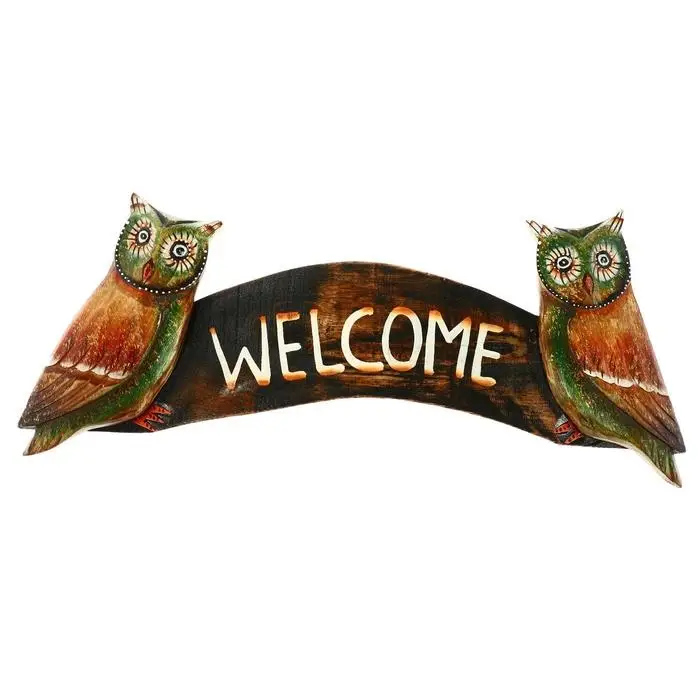 Панно "Совушки welcome" дерево 50х4х20 см