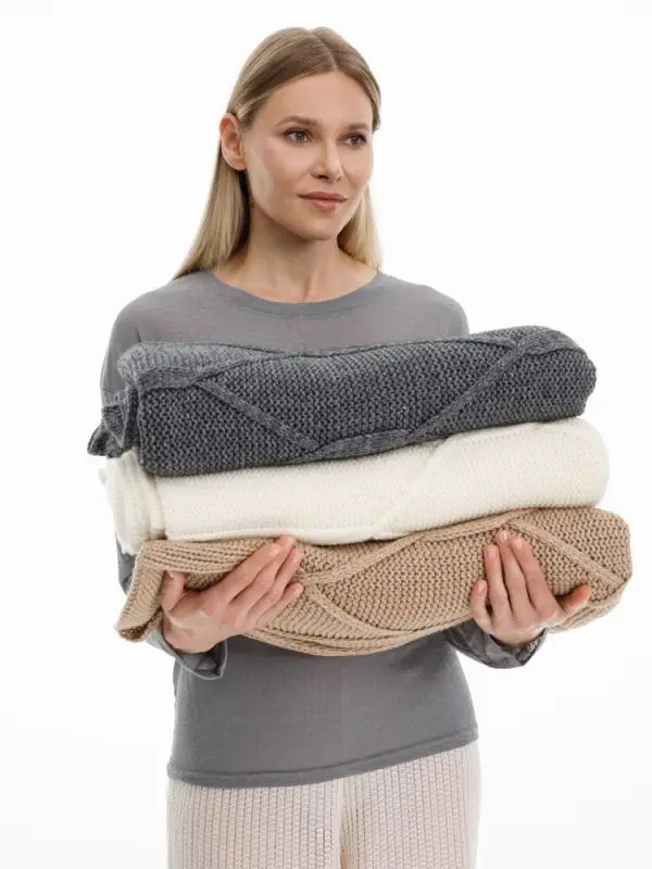 Плед Curve Verve, бежевый меланж