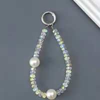 Брелок на карабине "Нить с двумя жемчужинами" бусины d=1,6 см 11х1,6 см