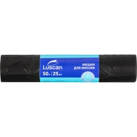 Мешки для мусора ПВД 50л 35мкм 25шт/рул черные 50х70см Luscan