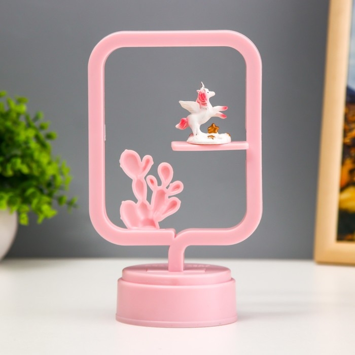 Ночник Ночник "Единорог" LED 4000К 2хАА розовый 20х8,5х8,5см RISALUX