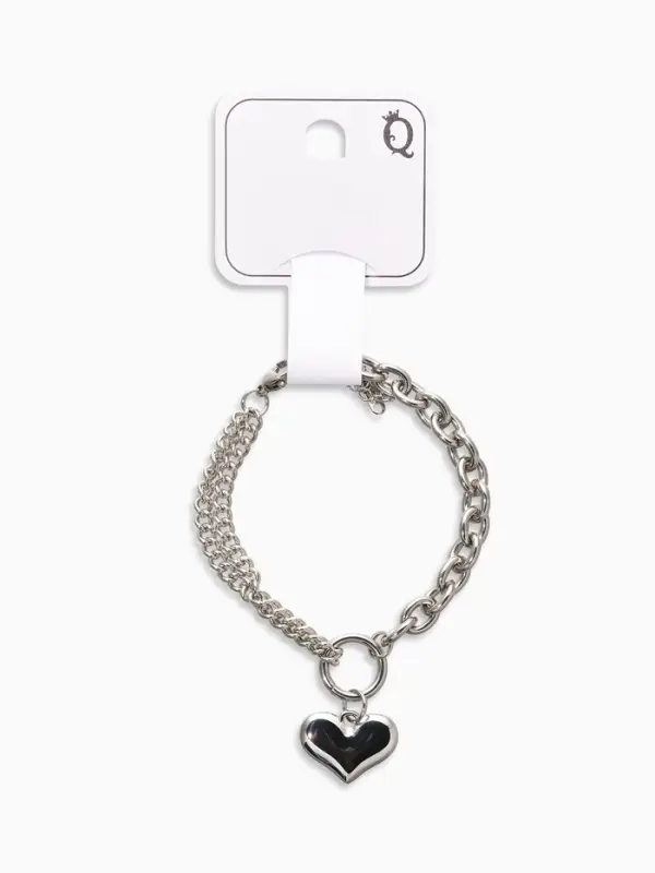 Браслет цепочка с подвеской &laquo;Объёмное сердце&raquo;, L=18 см, металл, цвет серебро