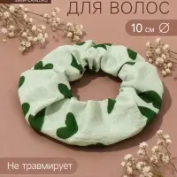 Резинка для волос QF &laquo;Орбита&raquo;, классик сердце, 10 см, зелёная
