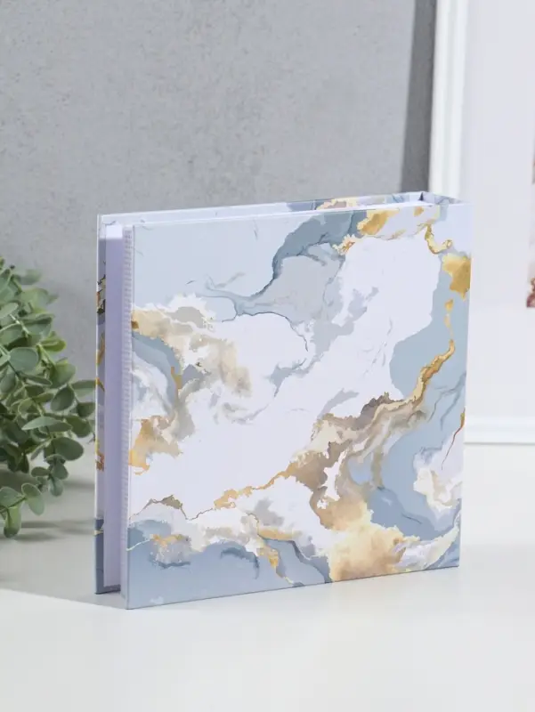 Фотоальбом на 200 фото 10х15 см "Бело-серый мрамор" бумажные листы 5х22х22 см