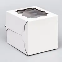 Коробка под торт, белая, с окном, 18&times;18&times;22 см