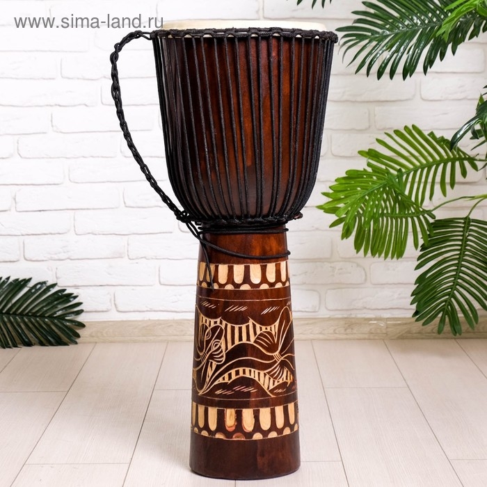 Сувенирный музыкальный инструмент барабан джембе Сувенирный музыкальный инструмент барабан джембе "Светлый" 80х30х30 см МИКС