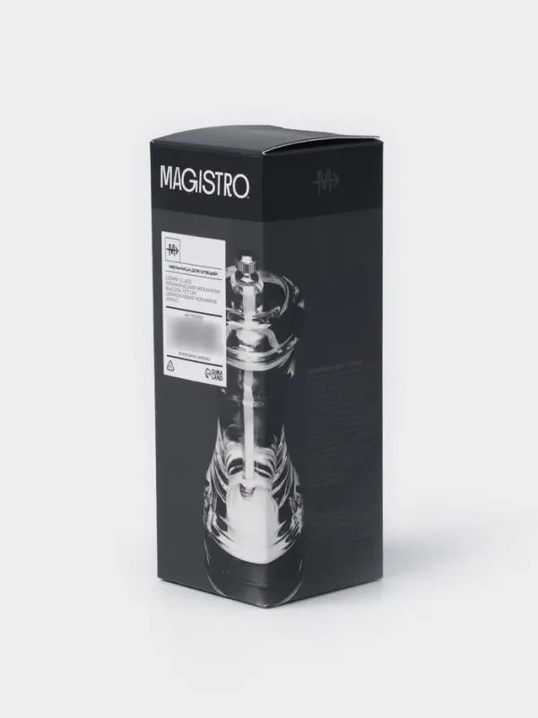 Мельница для специй Magistro Glace, 13.9 см, 30 мл, керамический механизм, акрил, прозрачная