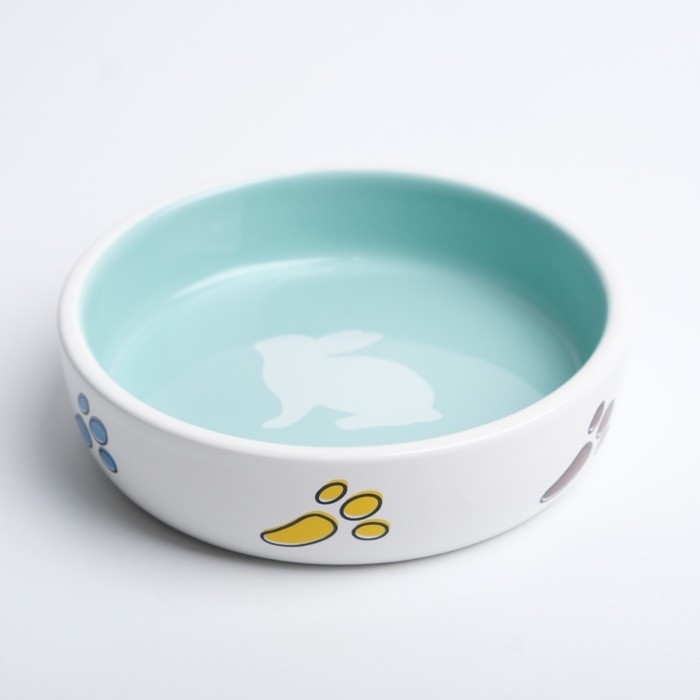 Миска керамическая  Миска керамическая "Заяц" 200 мл, 12 x 3 cм, белая/зелёная