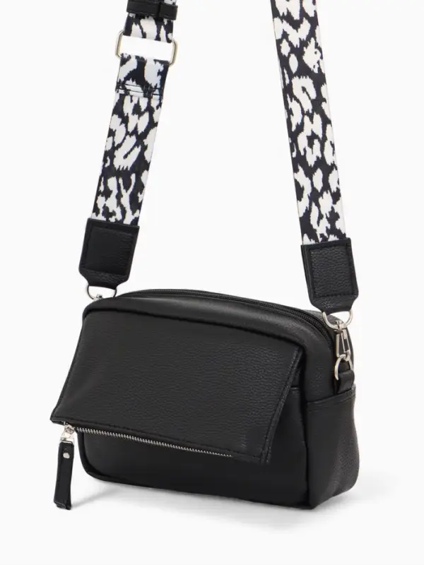 Сумка женская кросс-боди TEXTURA на молнии, 21&times;7&times;13 см, чёрная