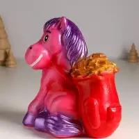 Копилка "Конь с деньгами" 21 см, розовый