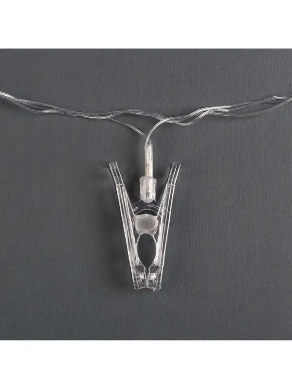 Гирлянда &laquo;Нить&raquo; 4.5 м с насадками &laquo;Прищепки&raquo;, IP20, прозрачная нить, 20 LED, свечение RG/RB, мигание, 220 В