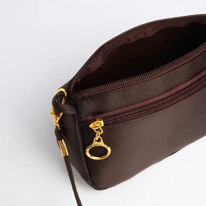 Сумка женская кросс-боди на молнии, 18×6.5×12 см, коричневая Сумка женская кросс-боди на молнии, 18×6.5×12 см, коричневая