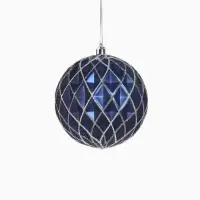 Ёлочные игрушки &laquo;Корнелия сеточка&raquo;, шары новогодние, d=10 см, набор 3 шт., серебристо-синий